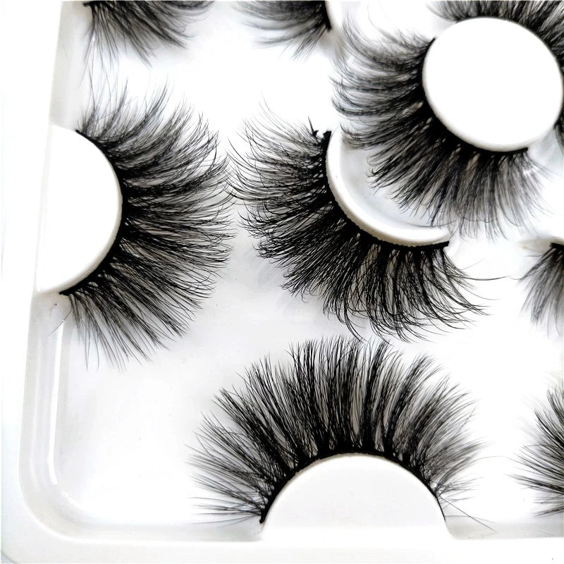 5-8 Pairs 25mm 3d Mink Lashes Bulk Faux Dramatic Volume Lashes Wispy Natural Mink Lashes Pack Long Wholesales False Eyelashes