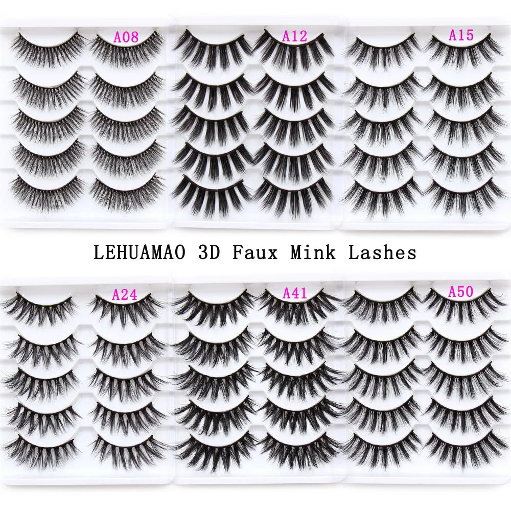 Eyelashes 5/10/16 Pairs 3D Faux Mink Lashes Natural False Eyelashes Reusable Dramatic Volume Lashes Makeup Eyelash Extension