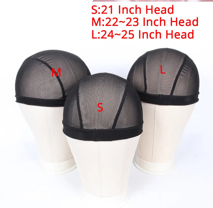 AliLeader Mesh Weave Cap Black Beige Blonde Breathable Stretch Spandex Dome Wig Caps for Making Wigs S M L