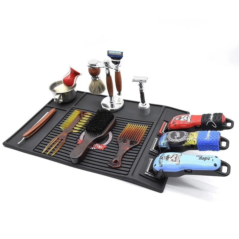 Anti-skid Magnetic Tray Silicone Storage Table Mat Heat Resistant Pad Salon Clippers Scissors Trimmers Holder Barbershop Tools