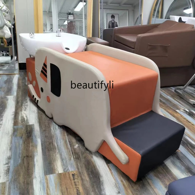 Barber Shop Student Shampoo Chair Flushing Bed for Hair Salon Hairdressing Cartoon Shampoo Chair