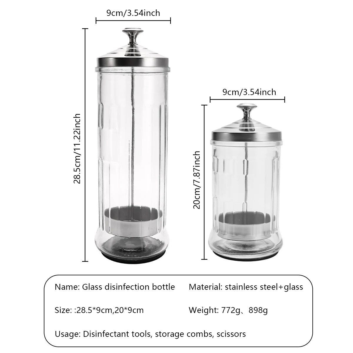 Beauty And Nail Art Disinfection Jar Stainless Steel Glass Filter Clean Silicone Adhesive Base Sterilization Container Tools