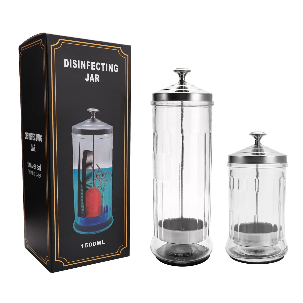 Beauty And Nail Art Disinfection Jar Stainless Steel Glass Filter Clean Silicone Adhesive Base Sterilization Container Tools