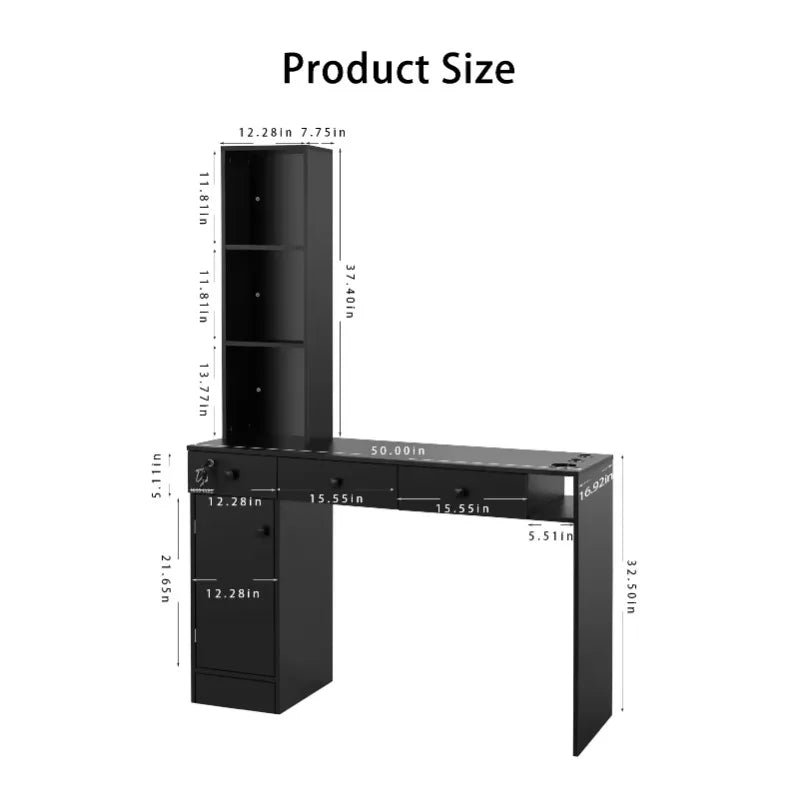 Luxury furniture Black custom Mirror station makeup barber mirror