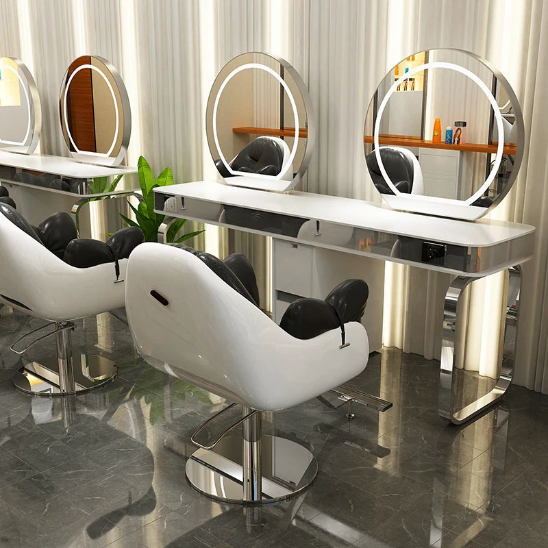 Hairdressing shop double mirror cabinet integrated