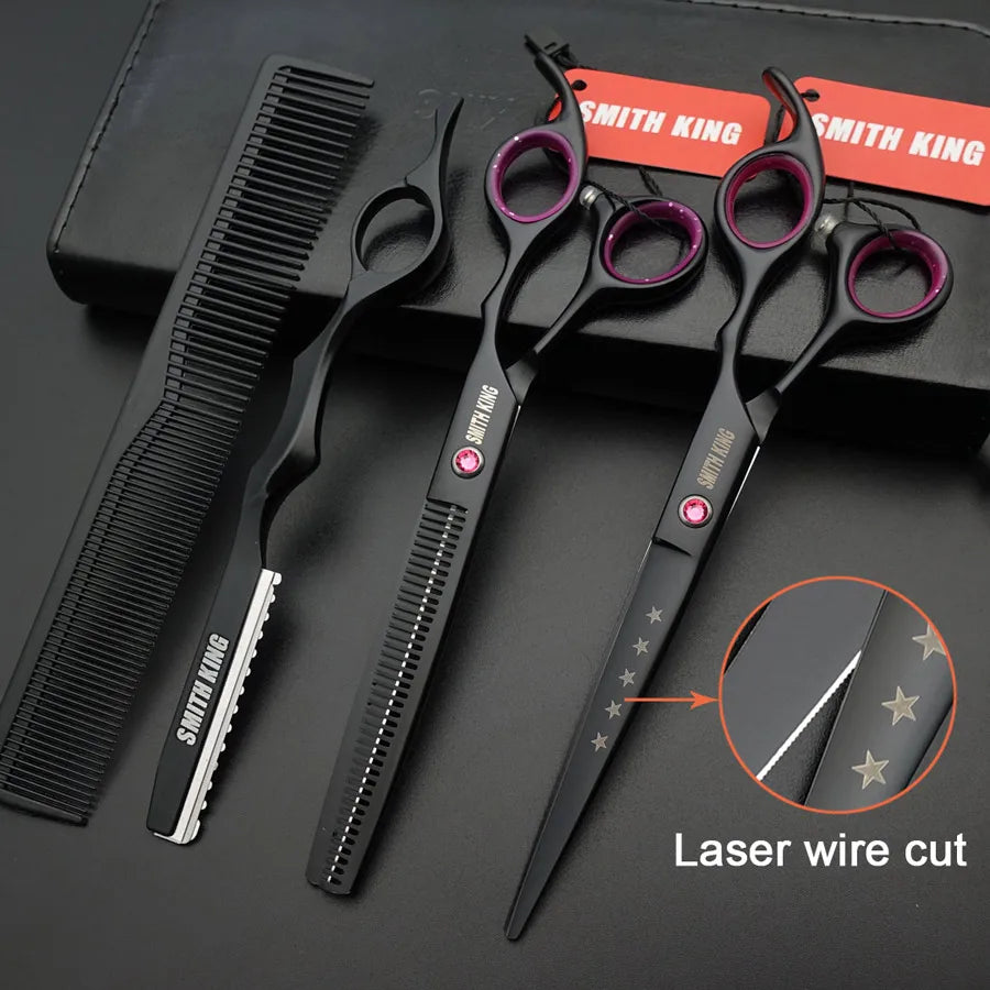 Professional Hairdressing Scissors, 5.5"& 6" &7" Laser wire Cutting +Thinning Barber Shears set+Kits+Comb/Razor