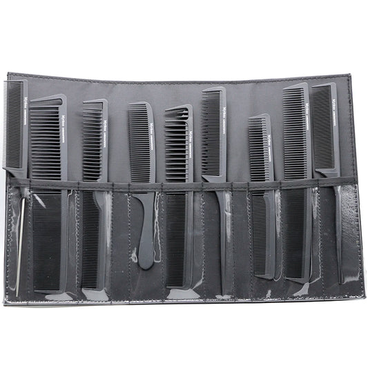 9pcs/set Professional Women Hairdressing Combs Kit With Bag Carbon Fibre Heat-Resistant Salon Barber Hair Styling Comb For Men