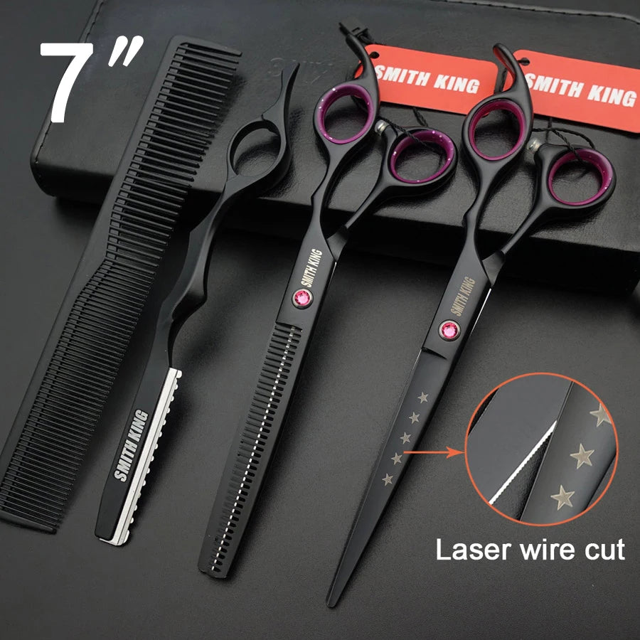 Professional Hairdressing Scissors, 5.5"& 6" &7" Laser wire Cutting +Thinning Barber Shears set+Kits+Comb/Razor