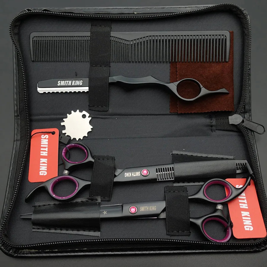 Professional Hairdressing Scissors, 5.5"& 6" &7" Laser wire Cutting +Thinning Barber Shears set+Kits+Comb/Razor