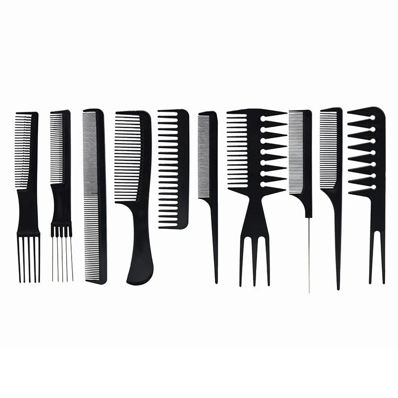 10Pcs Haircut Comb Set Portable Anti-static Hairdressing Hair Comb Hair Detangler Comb Makeup Barber Haircare Stylist Tool Suit