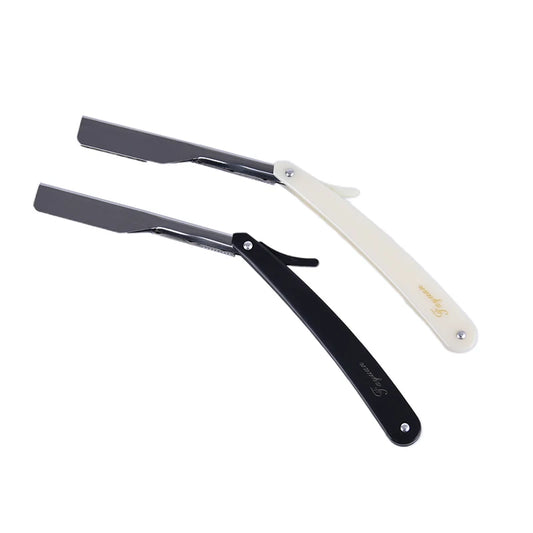 Stainless Steel Hair Razor And Blades Antique Black Folding Shaving Knife Straight Razor Holder Men Shaving Barber Tools