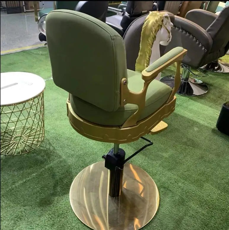 Barber shop children's hair cutting chair infants and young children special hairdressing chair retro wooden horse barber chair