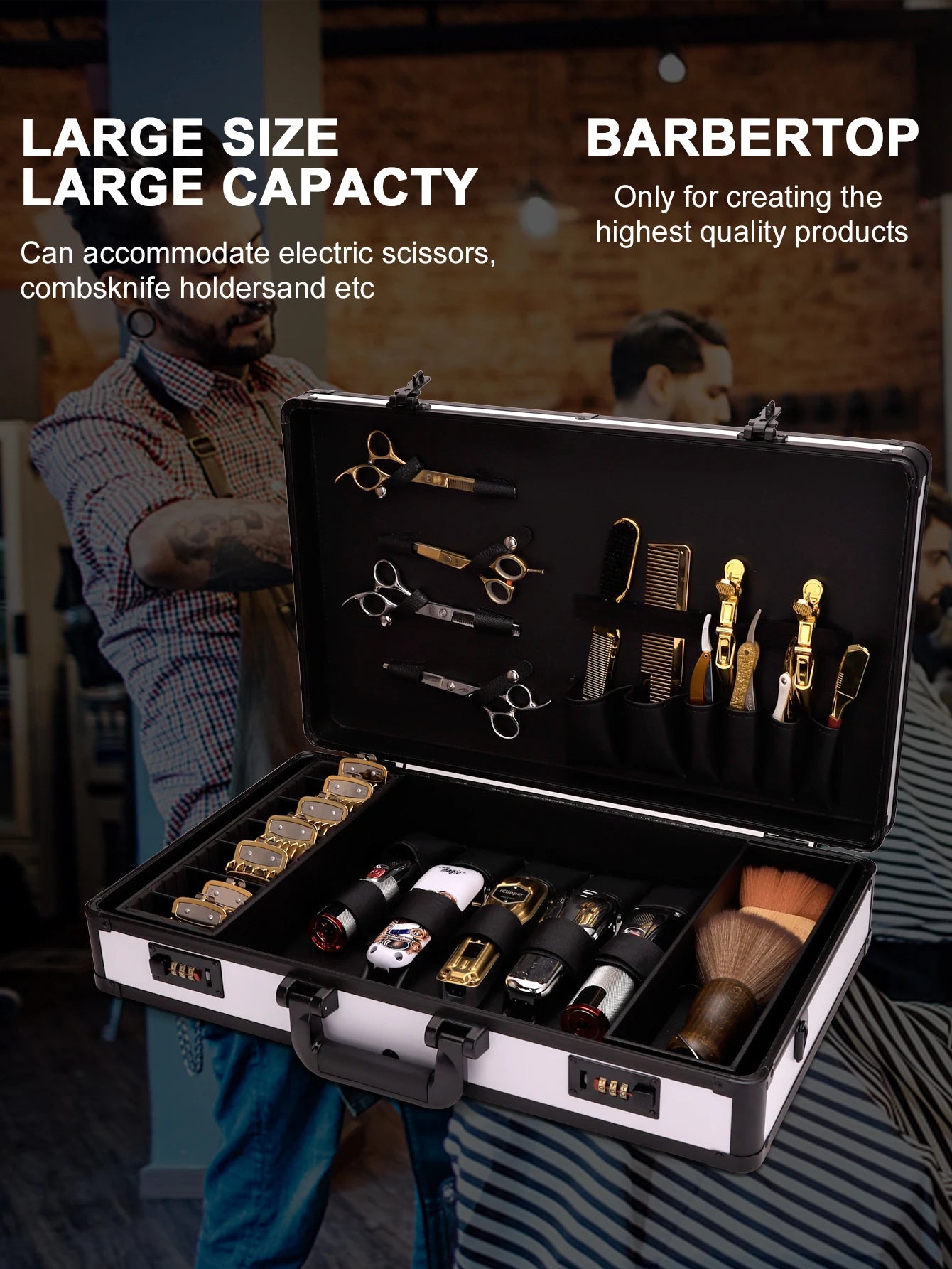 Aluminum Suitcase Barbershop Haircut Tools Box High-capacity Portable Outdoor Storage Case Hairdresser Makeup Art Tools Box