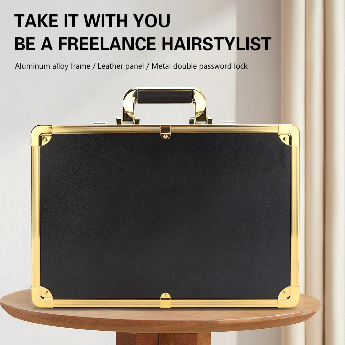 Gold Barber Hairdressing Tool Case Hair Stylist Clipper Scissors Comb Storage Box Carrying Barbershop Suitcase