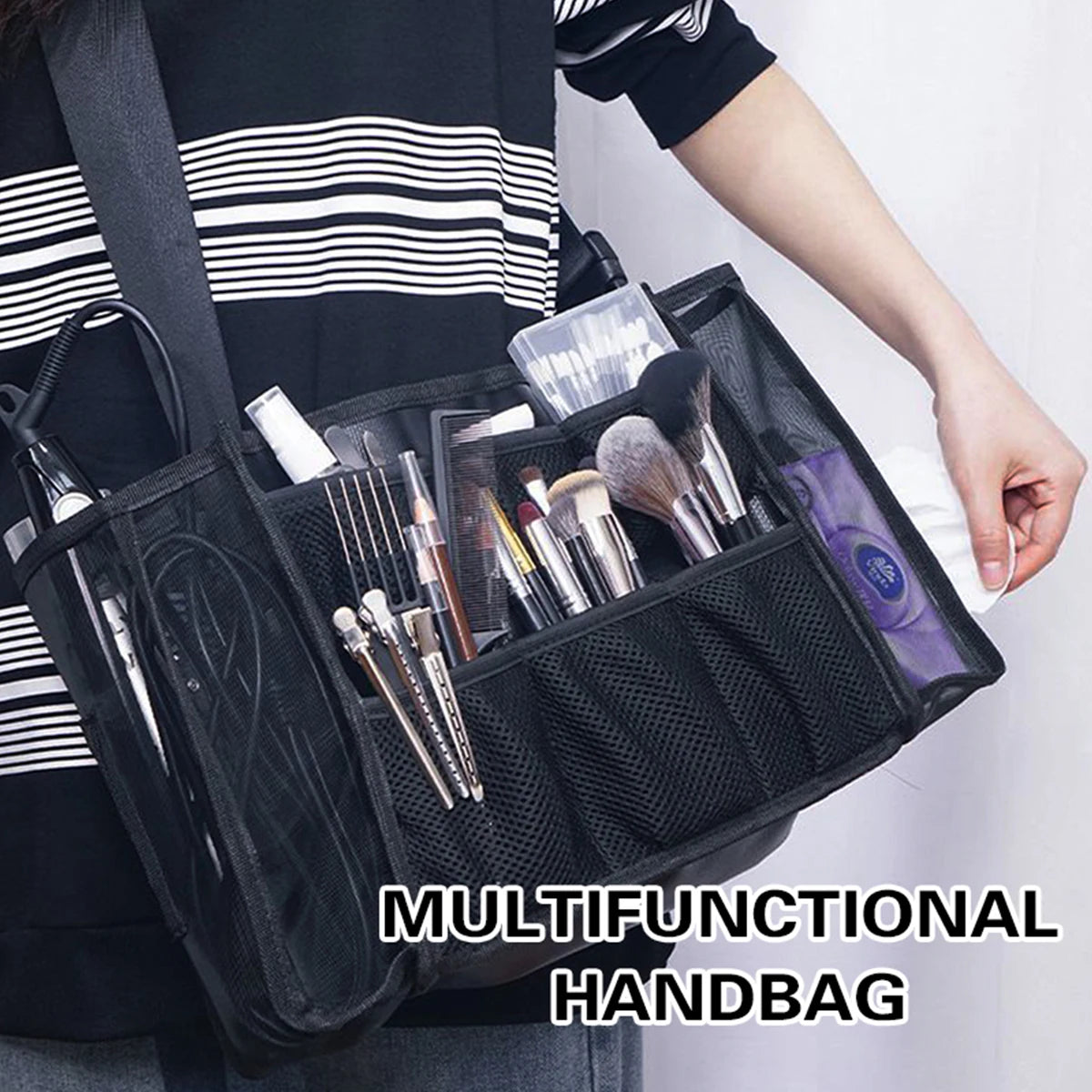 Large Capacity Makeup Brushes Bag Multi-function Cosmetic Handbag Professinal Salon Barber Scissors Portable Storage Bags Tool