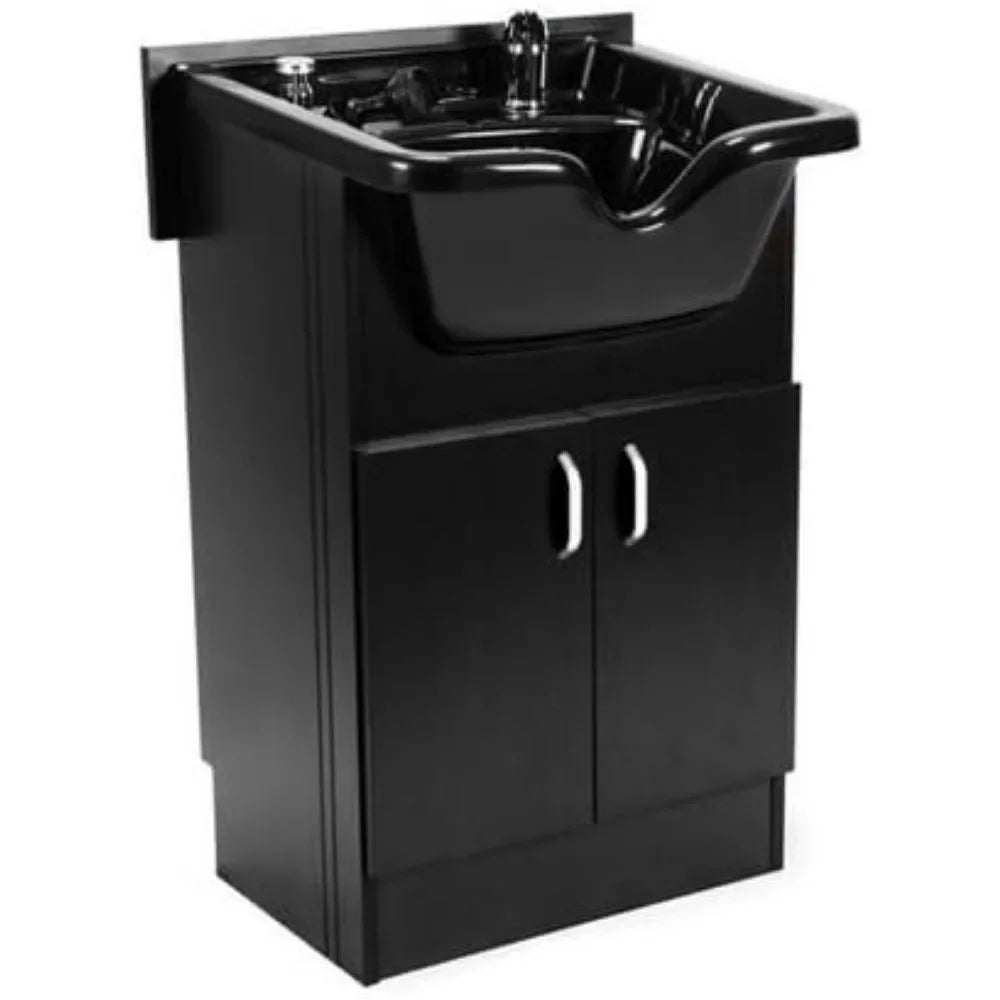 Shampoo Cabinet S Light Wood w Faucet, Bowl, Drain for Hair Studio Beauty Salon and Spa