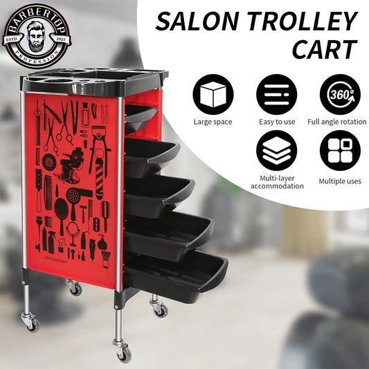 Barbershop Rolling Cart Hairdressing Tool Storage Trolley Cabinet New Beauty Salon Large Capacity Moveable Station Barber