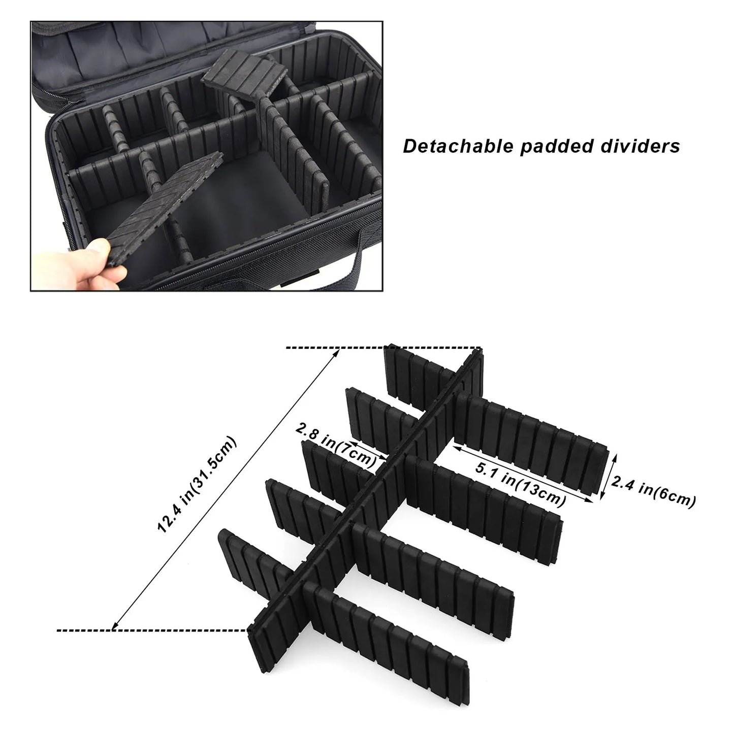 Beauty Artist Makeup Storage Bag Salon Barber Tools Box Adjustable Interval Size Organizer Portable Travel Carry Cosmetic Case