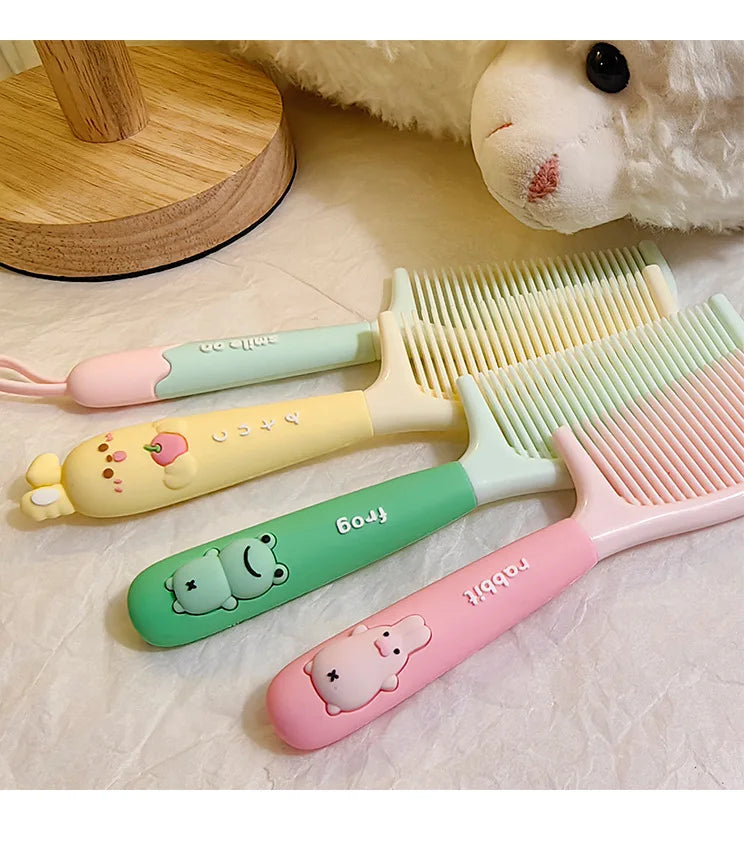 Cartoon Animal Straight Hair Comb for Kids Kawii Silicone Plastic Comb Soft Handle