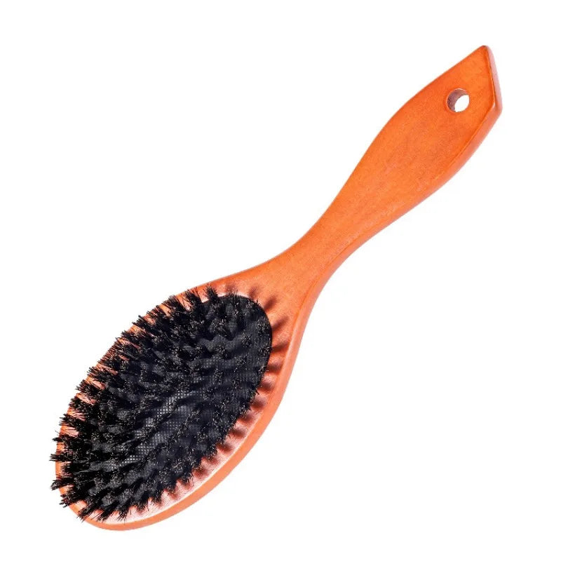 Natural Boar Bristle Brush Comb Anti-Static Oval Hairdressing Hair Styly Comb Wood Woman Hairbrush