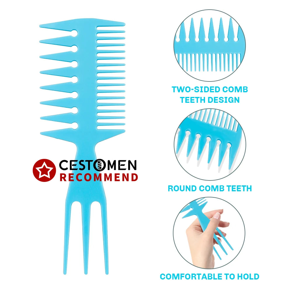 Men's Retro Oil Head Comb Wide Tooth Slicked Back Hairstyle Fork Comb Detangling Hair Brush Curly Comb Barber Hairdressing Tools