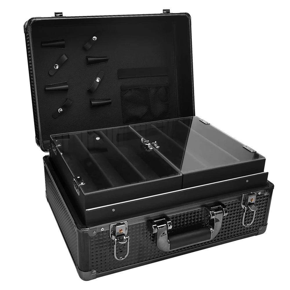 Black Barber Hairdressing Tool Case Hair Stylist Clipper Scissors Comb Storage Box Carrying Barbershop Suitcase