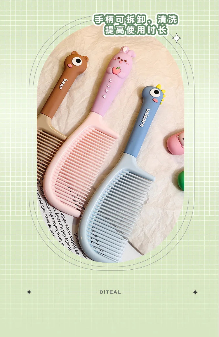 Cartoon Animal Straight Hair Comb for Kids Kawii Silicone Plastic Comb Soft Handle