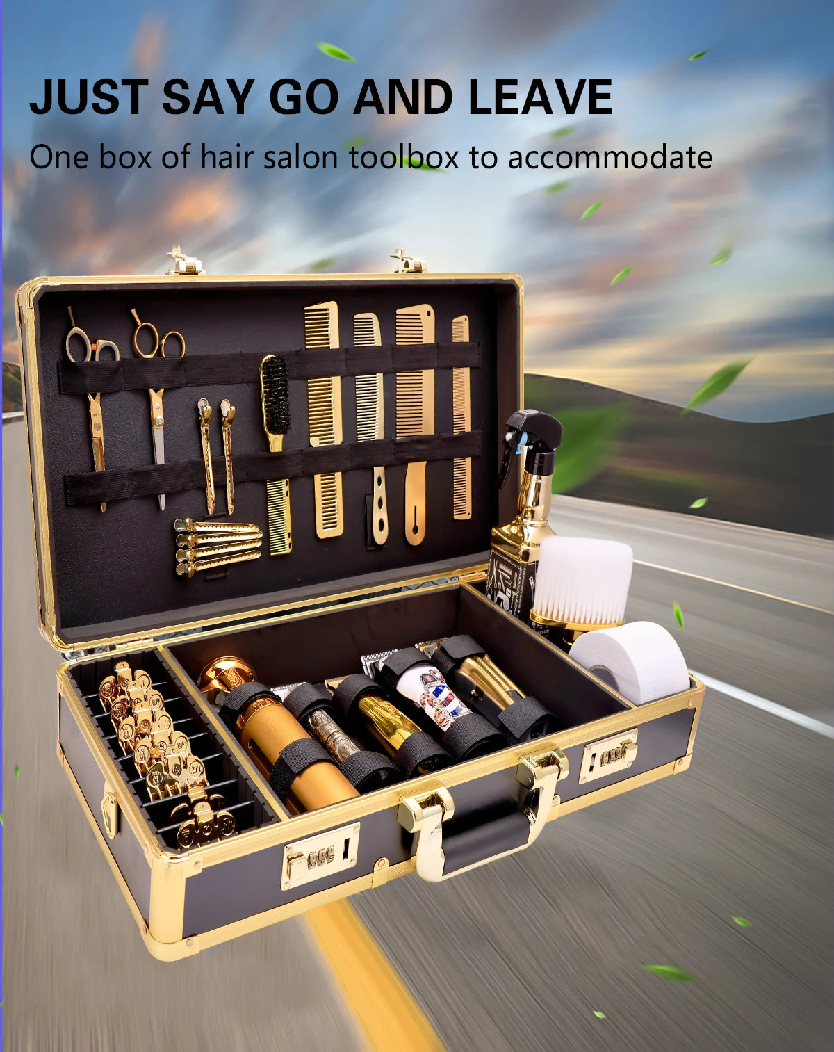 Barbertop Professional Gold Aluminum Suitcase Barber Tool Salon Hairdressing Accessories Atorage Case Carrying Travel Box