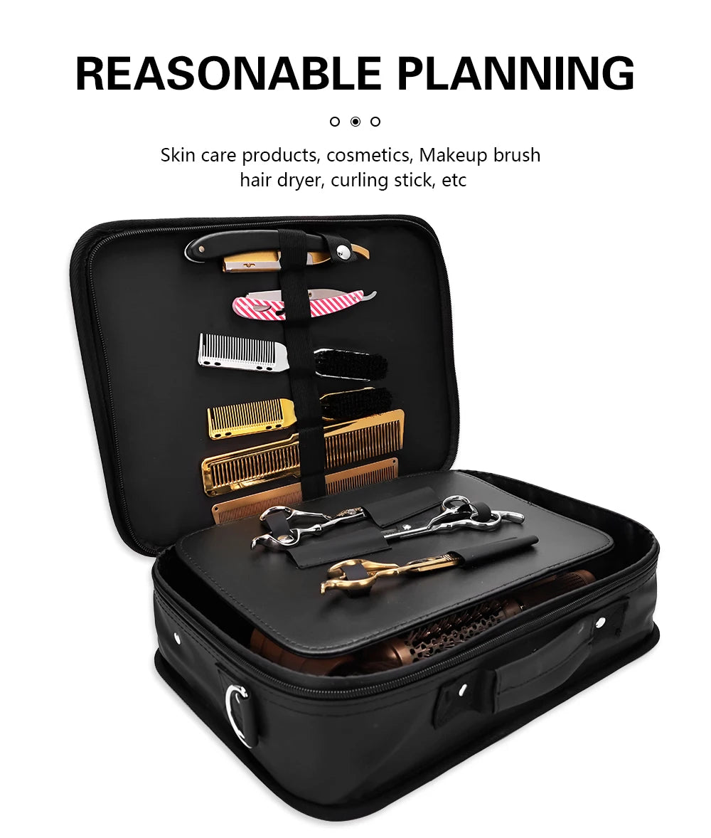 Barbertop Portable Salon Hairdressing Scissors Bag PU Large Capacity Storage Box Hard Suitcase Beauty Multifunctional Tools