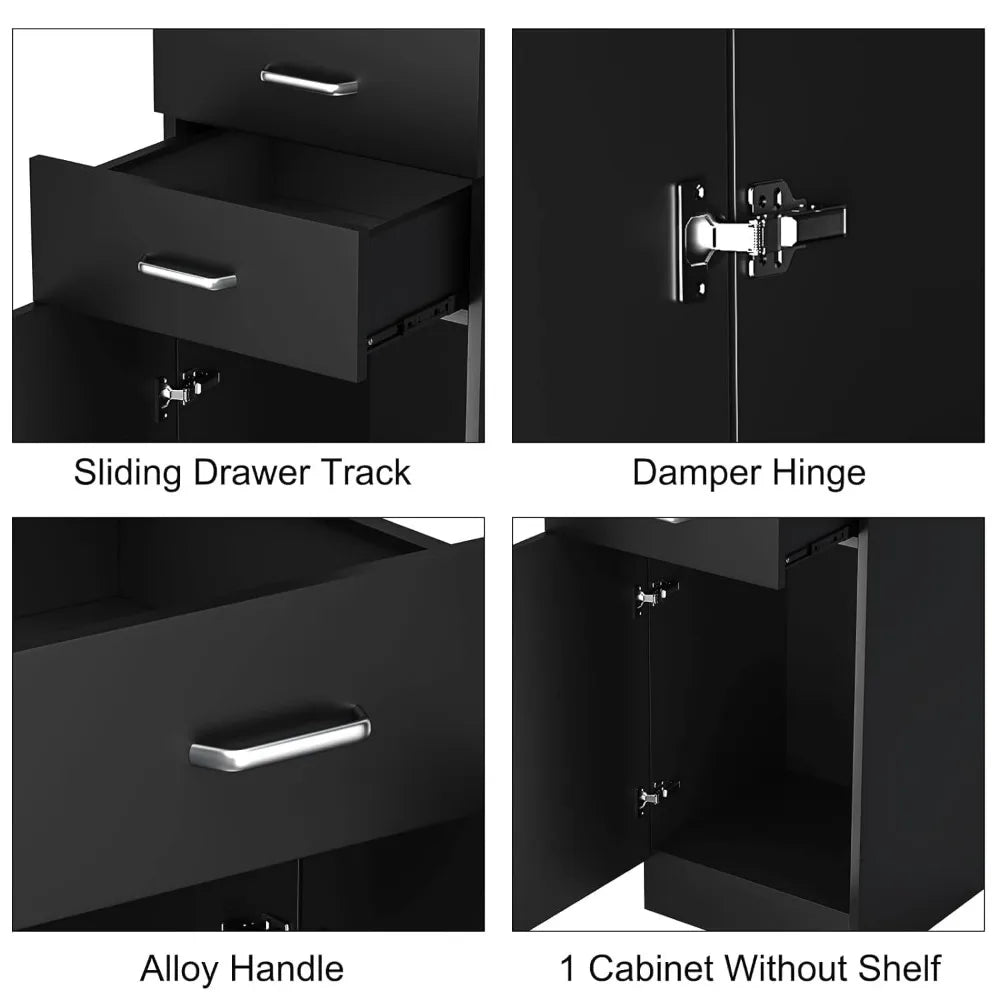 Barber Stations Wall Mount, Storage with 2 Tier Shelf, Hair Styling Storage Cabinet with 2 Drawers & 1 Storage Cabinet