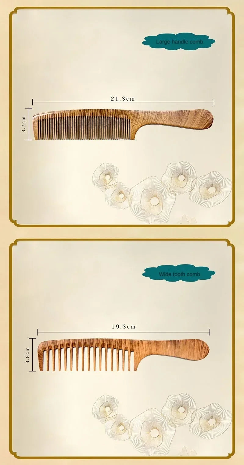 Natural Pear Blossom Bamboo Wood Comb Anti Tangling Static