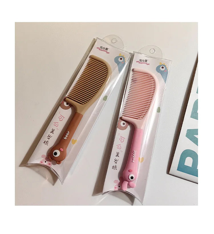 Cartoon Animal Straight Hair Comb for Kids Kawii Silicone Plastic Comb Soft Handle