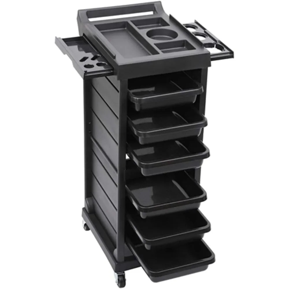 Salon Trolley Stylist Cart With 6 Drawers 4 Rolling Wheels, Beauty Storage Organizer, Barber Station Hair Styling Cabinet