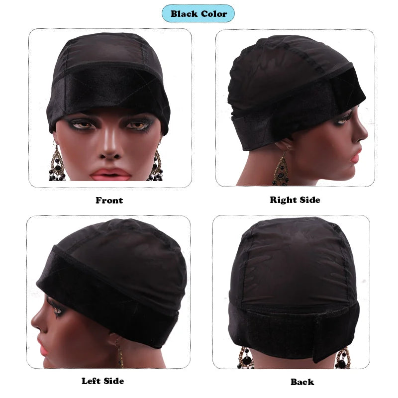 Plussign Black Wig Grip Cap For Wigs 1Pcs Adjustable Velvet Wig Grip Band With Cap For Women Comfortable Ventilated Wig Caps