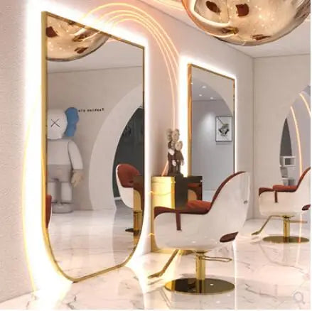 Barber shop single wall mirror net red wall mounted LED hairdresser mirror platform new style