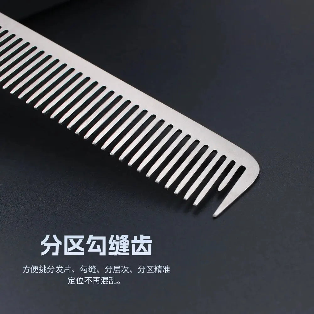 MJ Stainless Steel Cutting Metal Tail Combs Silver Fine Cutting Comb Set Hairdressing Steel Rat Tail Comb