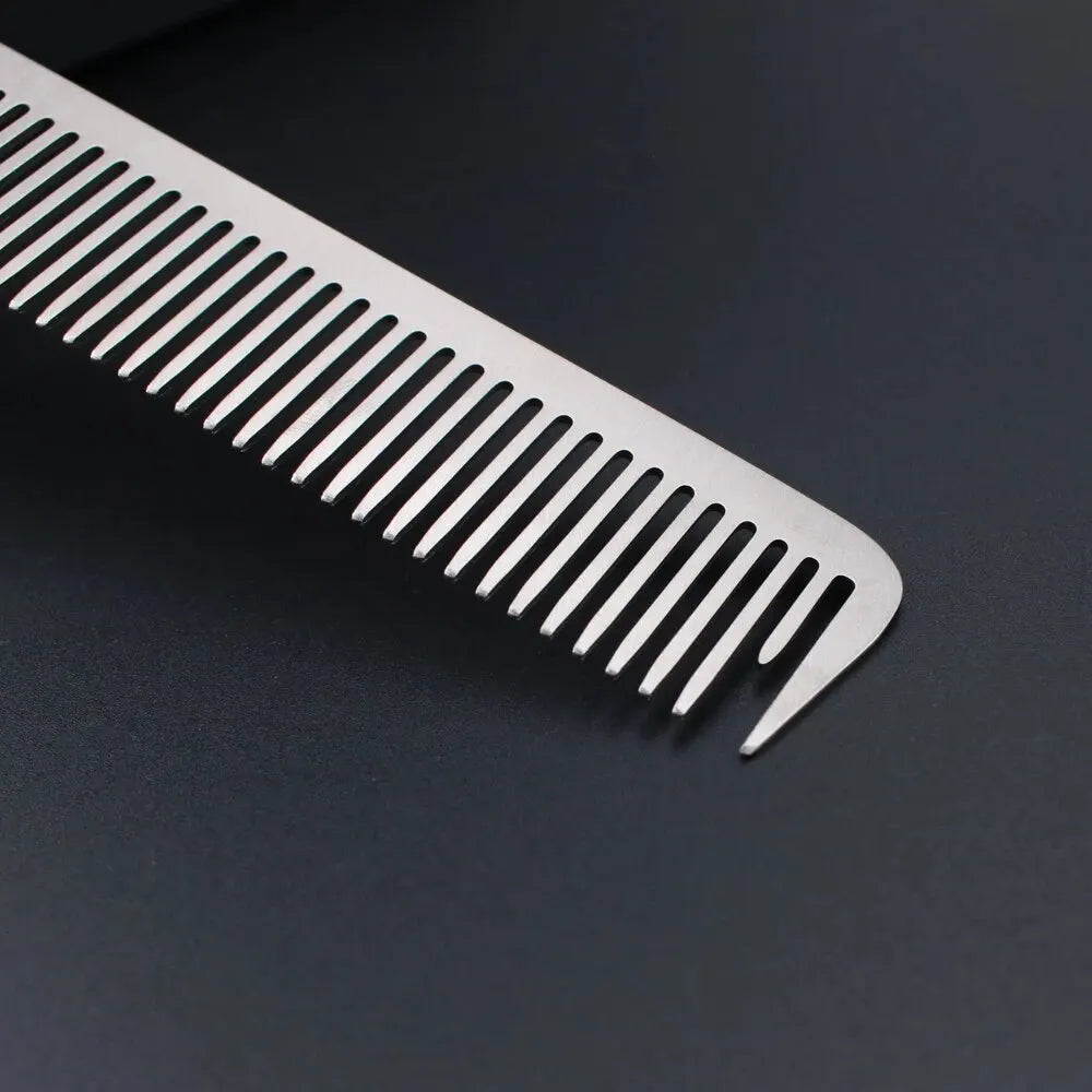 MJ Stainless Steel Cutting Metal Tail Combs Silver Fine Cutting Comb Set Hairdressing Steel Rat Tail Comb