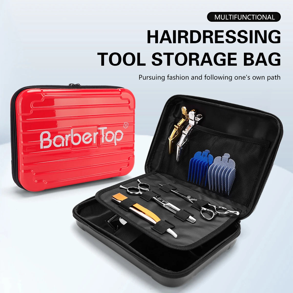 Barbershop Shockproof Hair Scissors Case Bag Crush Resistance Suitcase Waterproof Non-defrmation Tools Black Red Barber Box