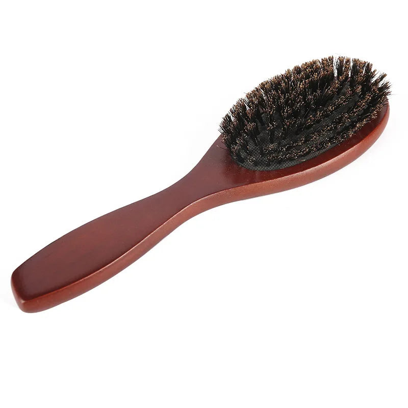 Natural Boar Bristle Brush Comb Anti-Static Oval Hairdressing Hair Styly Comb Wood Woman Hairbrush