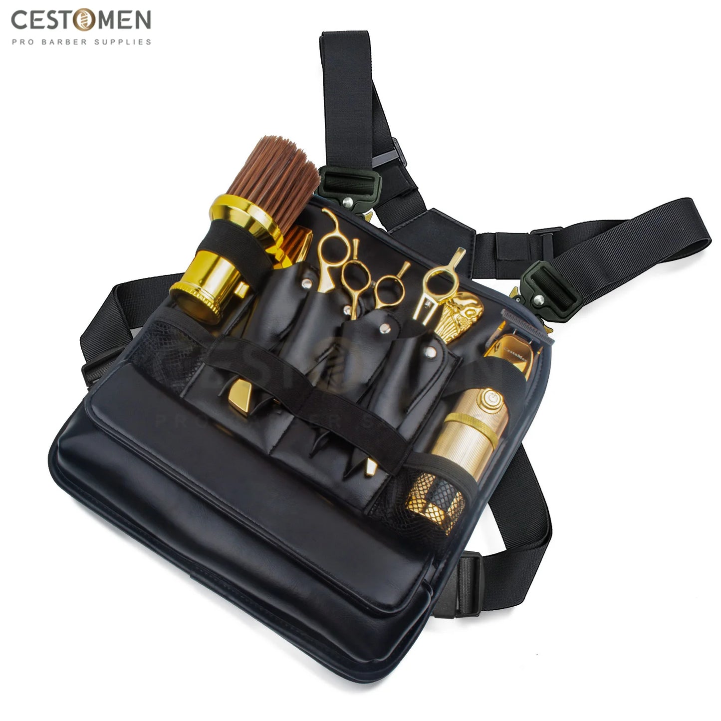 NEWEST Leather Fashionable Functional Chest Rigs Bag Hair Stylist Barber Storage Chest Bags Professional Scissors Chest Bags