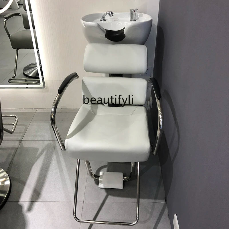 Half Recliner Shampoo Chair for Hair Salon Hairdressing Beauty Salon Flush Shampoo Japanese Sitting Hair-Washing Chair