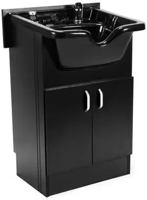Shampoo Cabinet S Light Wood w Faucet, Bowl, Drain for Hair Studio Beauty Salon and Spa