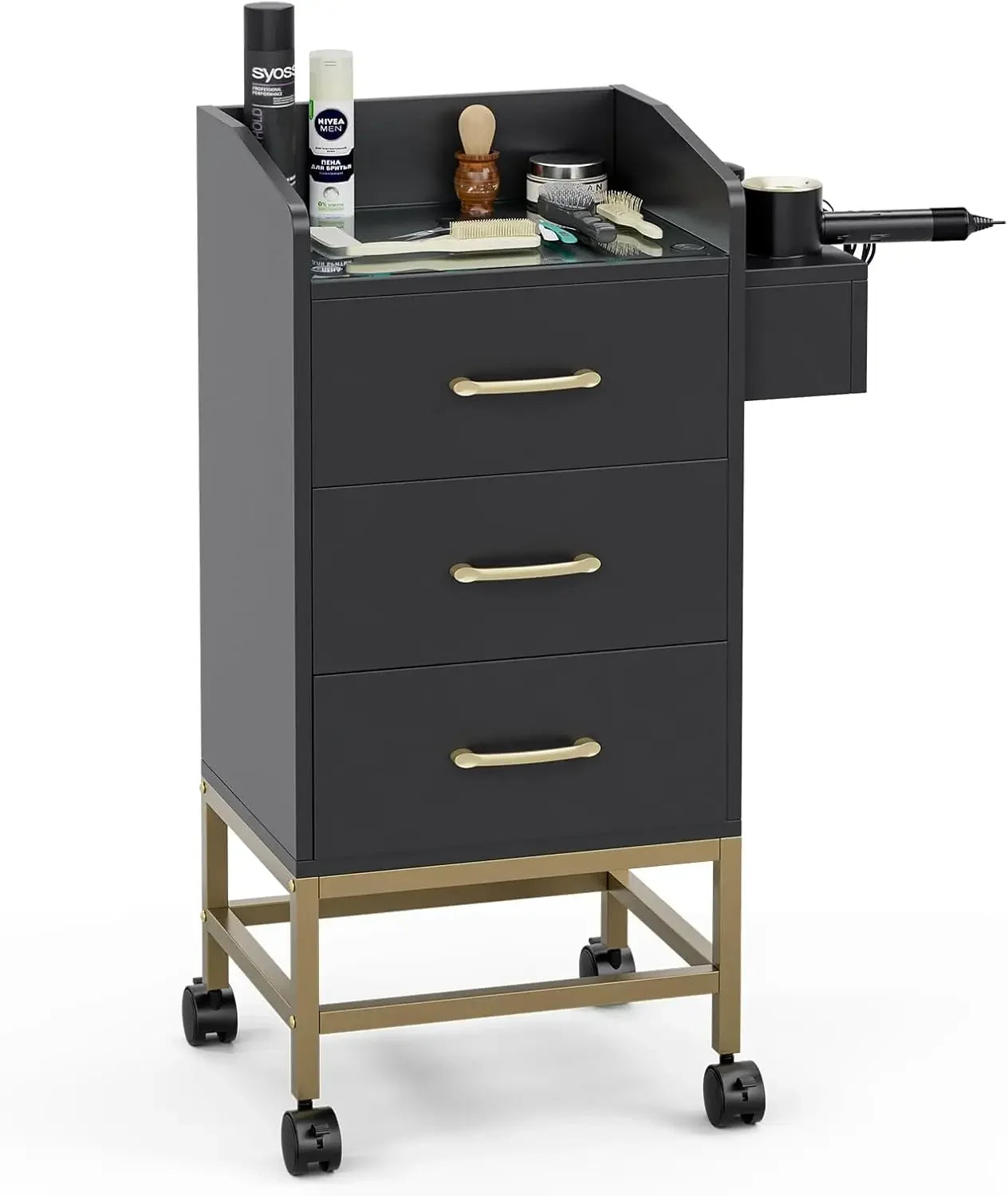 Salon trolley,Beauty Salon Storage Trolley Cart,Barber Salon Styling Station Cabinet,GlassTop Hair Stylist Station,Salon trolley