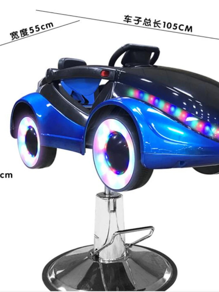 Shining children hair chair cartoon car chair barbershop baby hair chair four-wheel .