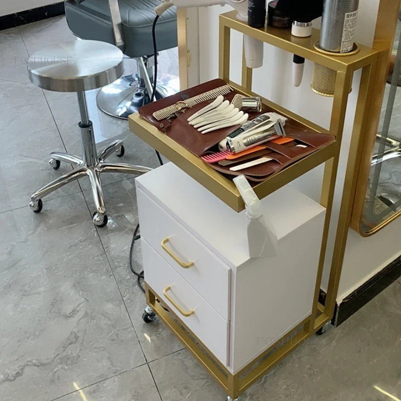 Light Luxury Salon Trolleys Hairdressing Shop Tool Cabinet Hair Salon Special Shelf Barber Shop Perm Dyeing Trolley Tool Trolley