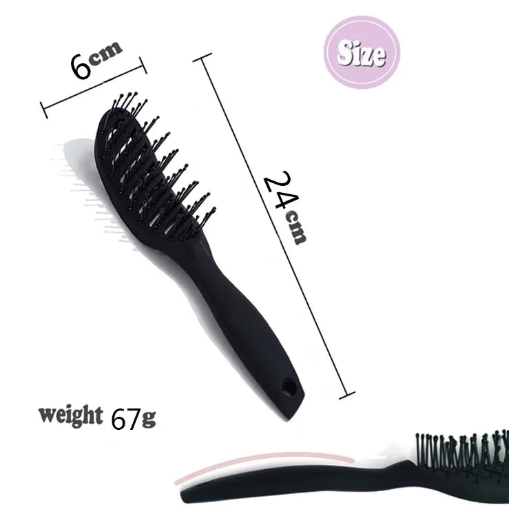 Barber Arc Massage Modeling Comb Wide Tooth Curved Curling Hair Comb Hair Brushes Curved Styling Brush Black