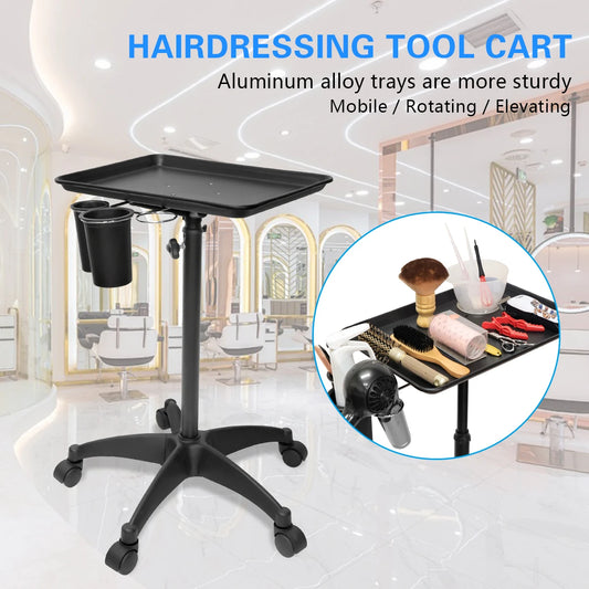 Barbershop Trolley Rolling Cart Height-Adjustable Hairfressing Tools Tray Cart  Spa Tattoo Beauty Salon Tools Cart Storage Stand