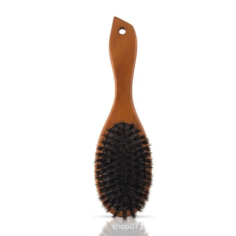 Natural Boar Bristle Brush Comb Anti-Static Oval Hairdressing Hair Styly Comb Wood Woman Hairbrush