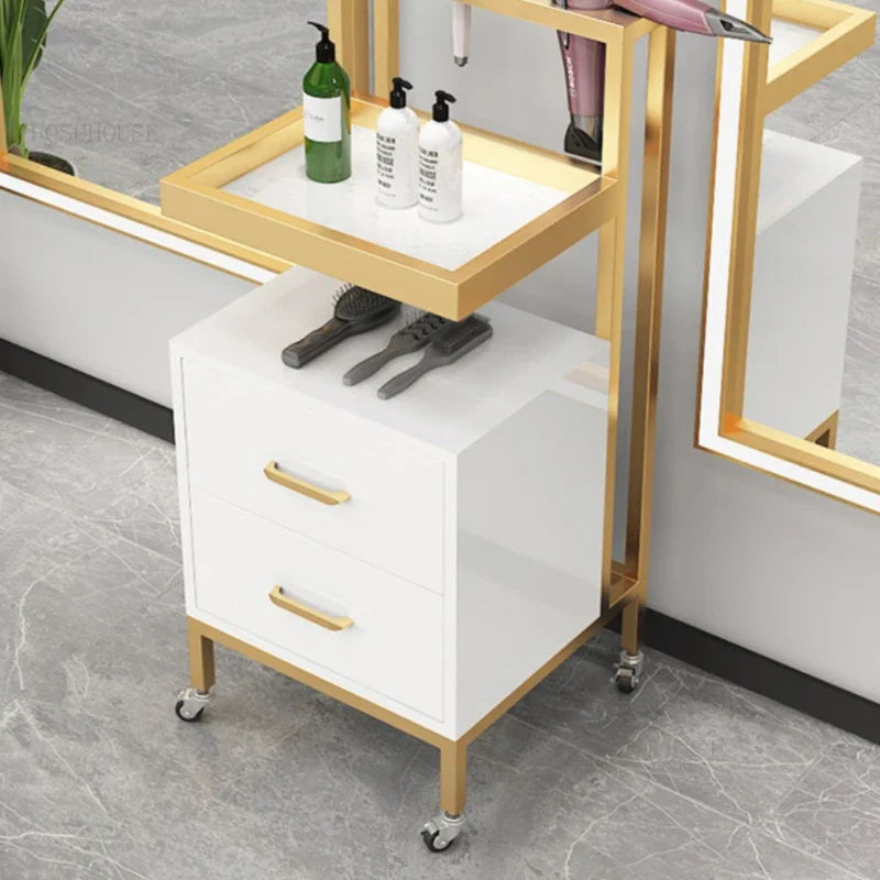 Light Luxury Salon Trolleys Hairdressing Shop Tool Cabinet Hair Salon Special Shelf Barber Shop Perm Dyeing Trolley Tool Trolley