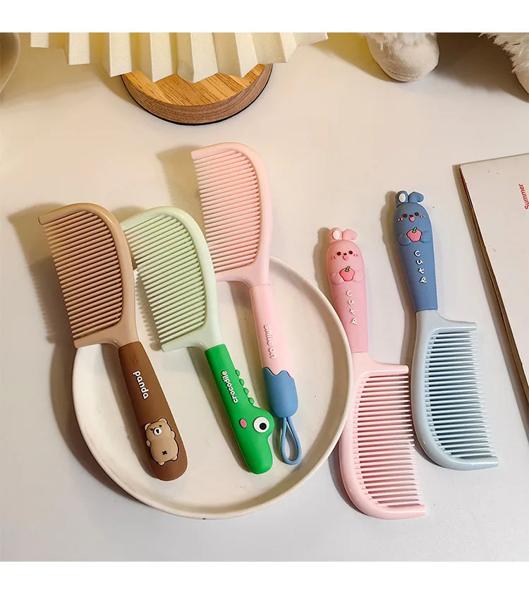 Cartoon Animal Straight Hair Comb for Kids Kawii Silicone Plastic Comb Soft Handle